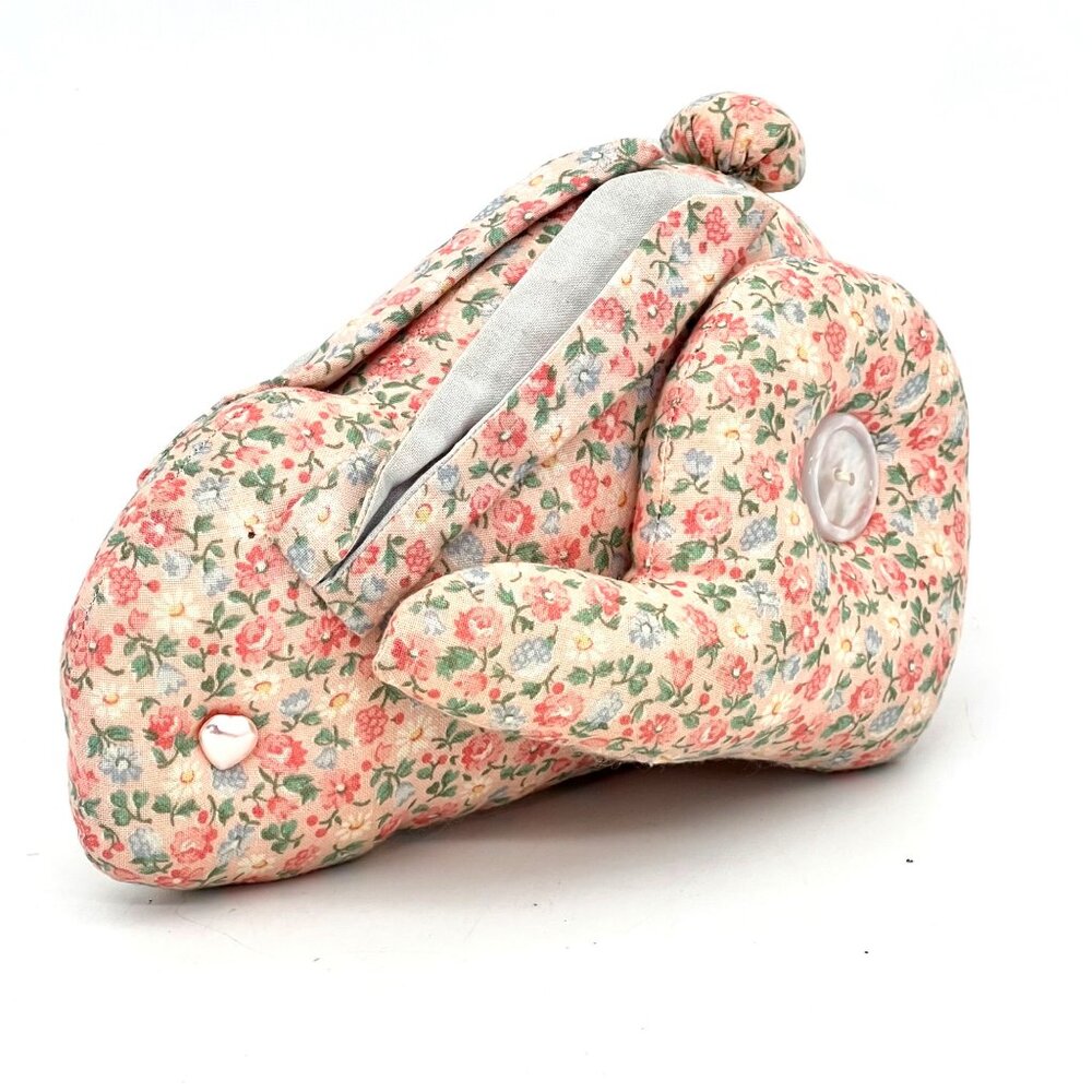Vintage Floral Print Stuffed Easter Bunny Rabbit Plush Toy Handmade by Grandma - Picture 7 of 12